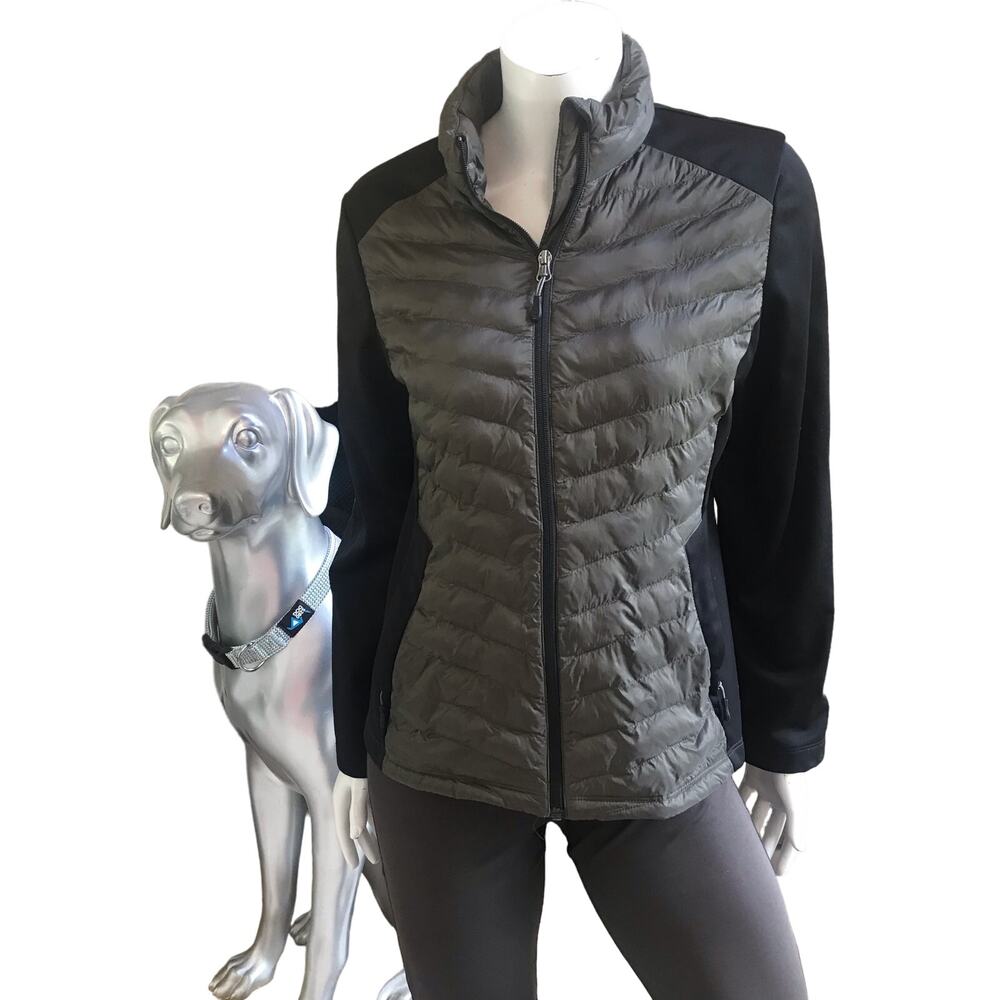 32 Degrees Quilted Full Zip Green Black Jacket Women's Size Medium